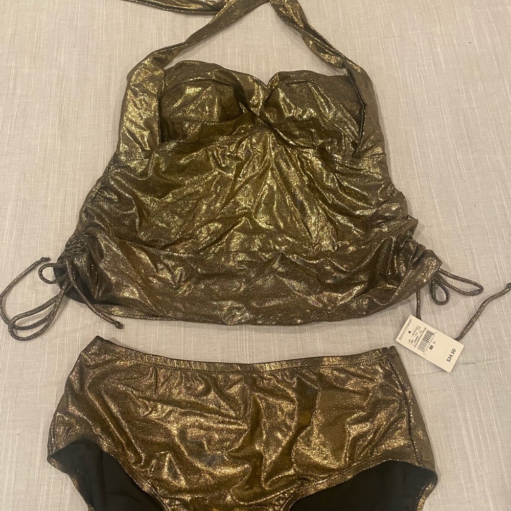 Gold/bronze metallic Tankini